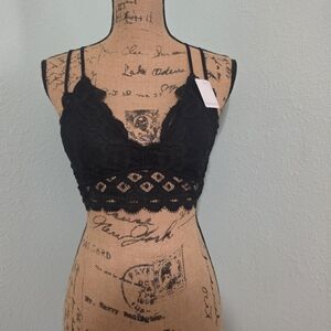 Anemone Black Lace Bralette with Strappy Double Shoulders